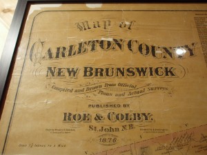 Map of Carleton County, New Brunswick, 1876.  Photo credit: Joan Miller